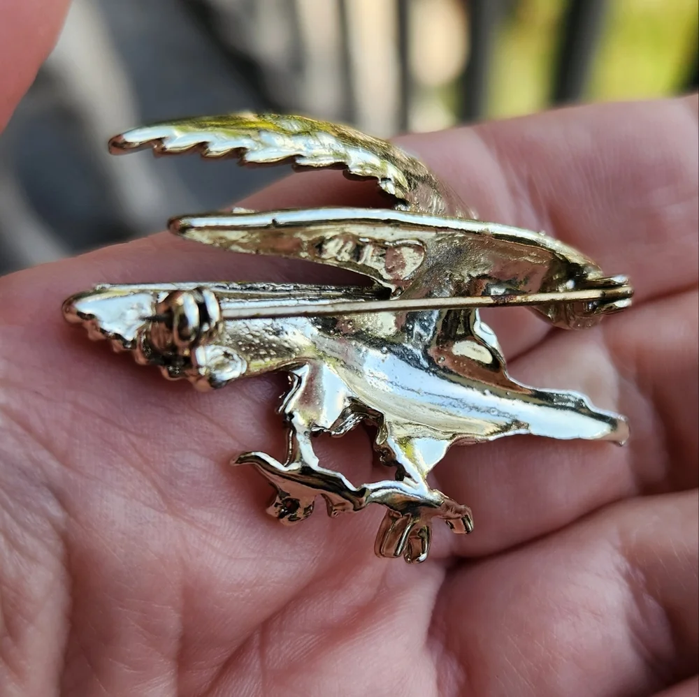 Vintage Silver Tone Eagle Brooch Estate Sale Find